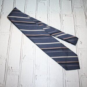 🤎 Vintage Blue & Tan Striped Tie by Ketch (56" x 3")